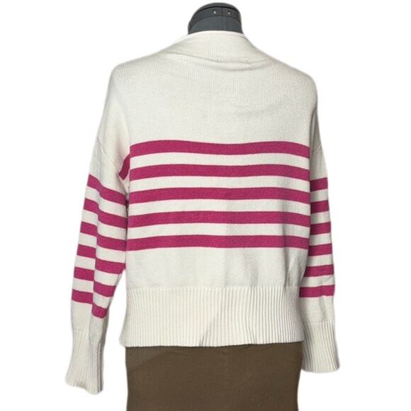 Truth by Republic Sweater Women's Size Medium Mock Neck White w/ Pink Stripes - Picture 3 of 16